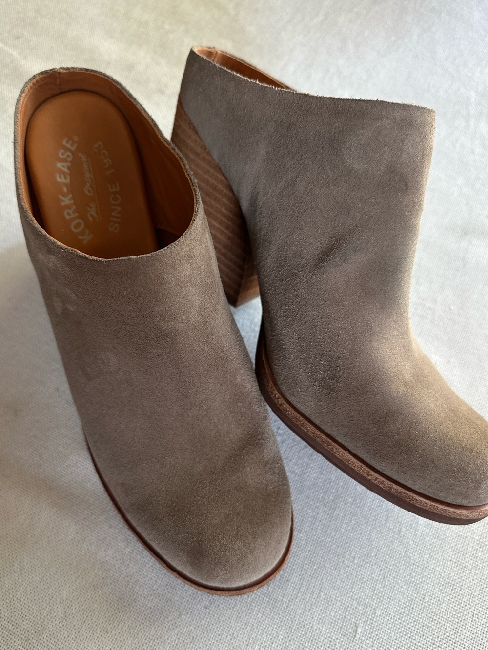 Kork-Ease Challis Taupe Suede Heeled Mules | 9